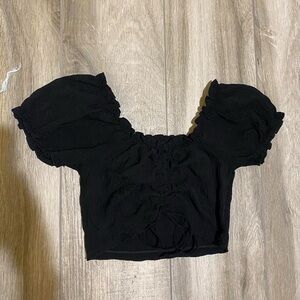 Elegant Black Puff Sleeve Top